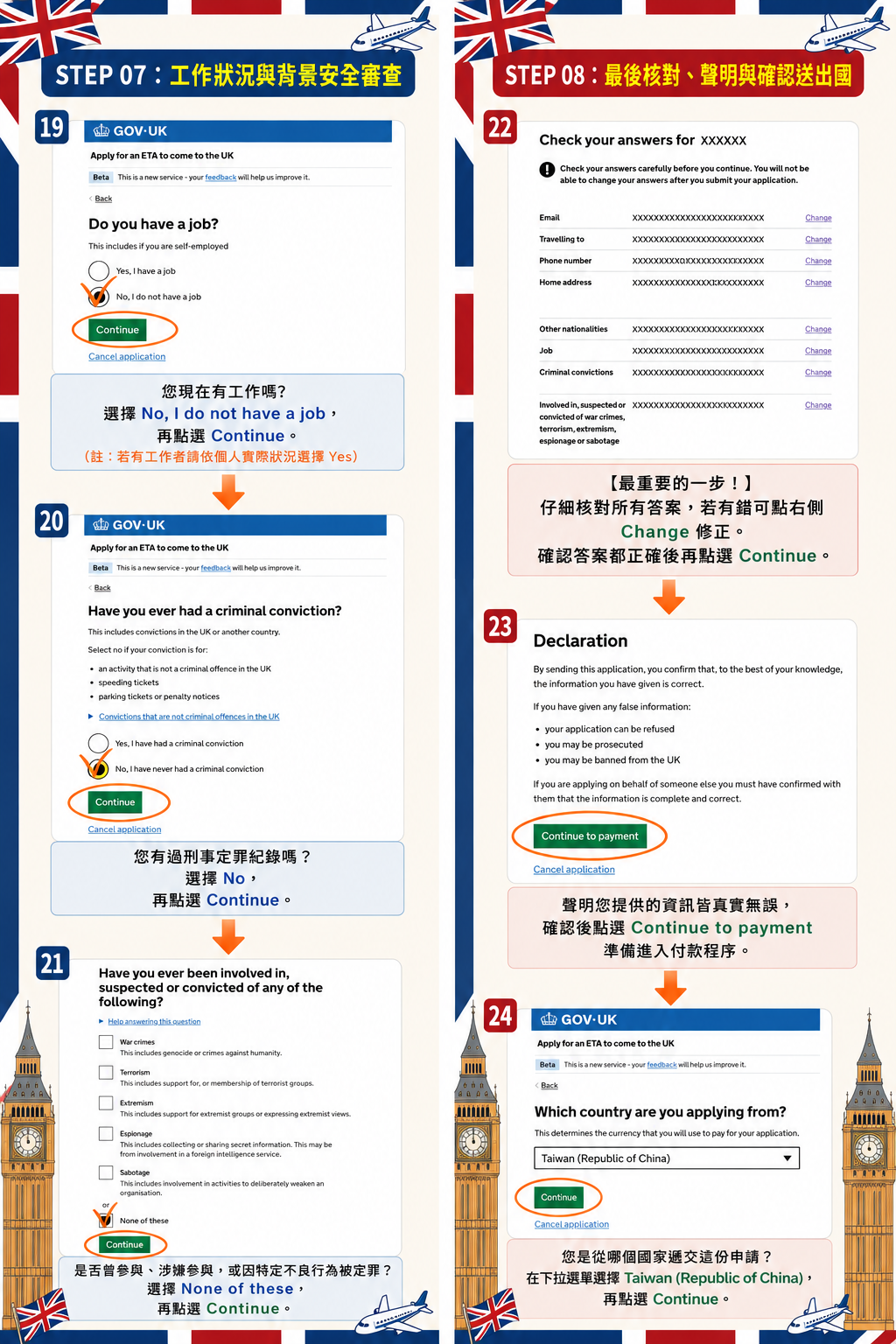 英國ETA工作狀況背景安全審查與最後資料核對聲明